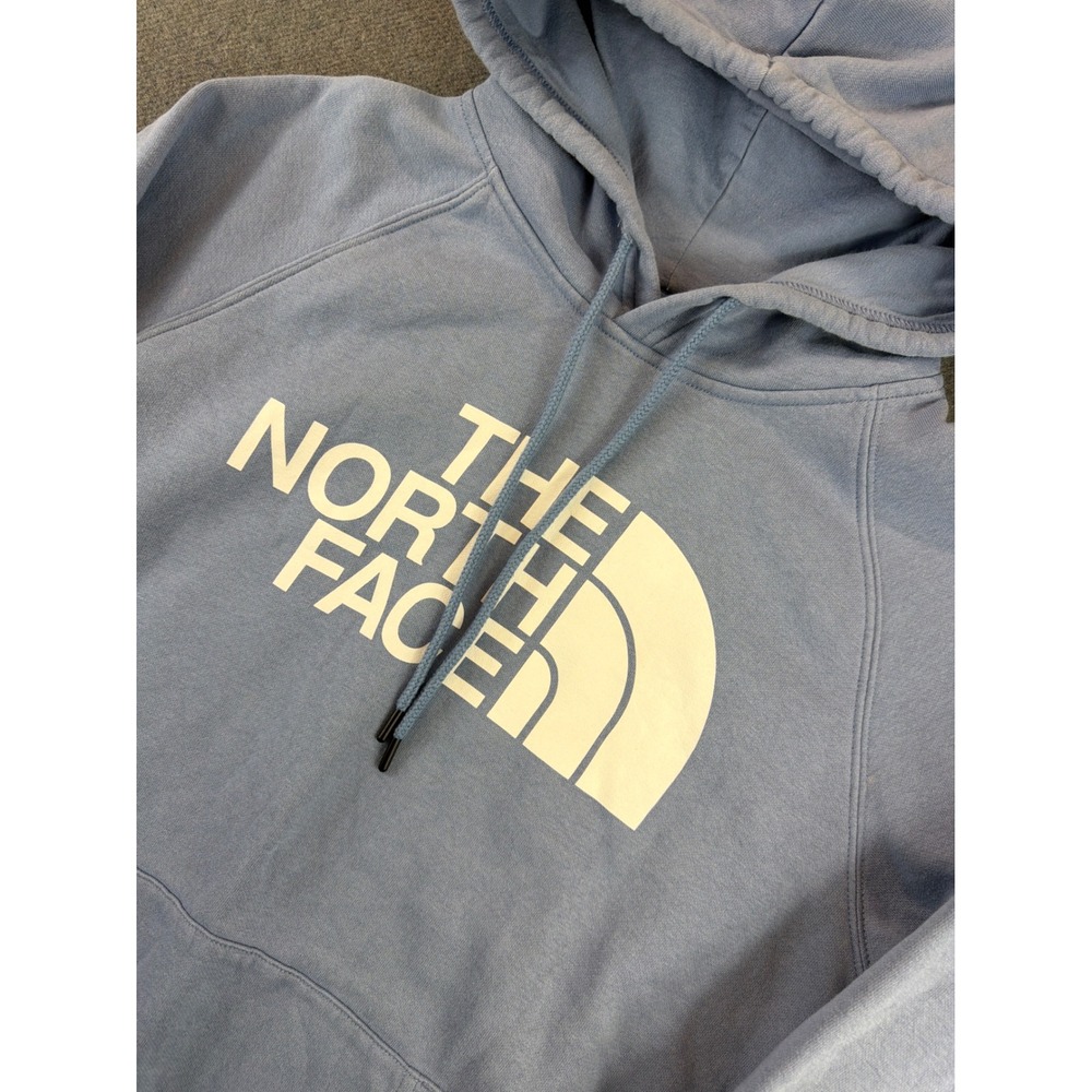 The North Face Hoodie Women Large Light Blue Logo Front Pullover Sweatshirt